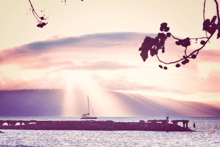 Looking out at the ocean from Lahaina Harbor